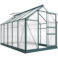 Outsunny Serra da Giardino in Policarbonato Anti UV 190x312x201cm con Finestra e Porta Scorrevole, in Alluminio(m-1)
