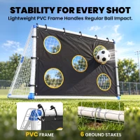 SPORTNOW Football Goal, 183 x 96 x 130 cm Portable Practice Football Net with Target Cloth and PVC ball, Tetoron Training Goal(m-5)
