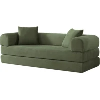 Tatami Style Boneless Sofa Combination Seat, umwandelbar zu einem Bett, geeignet für Wohnzimmer und Schlafzimmer, 195L x 89B x 59H cm, Grün(m-1)
