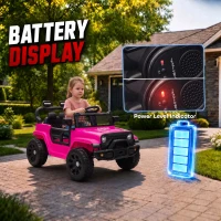 AIYAPLAY 12V Electric Car for Kids with Remote, Dual Motors, Rear Suspension, Soft Start, Music, Lights for 3-8 Years, Pink(m-5)