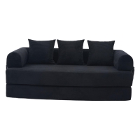 Faltbares Kompressionssofa mit stabilem Metallrahmen, Seitentaschen plus 3 Kissen, 200L x 94B x 67H cm,Schwarz