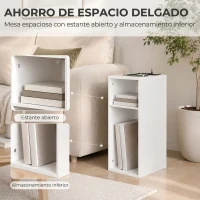 HOMCOM Juego de 2 Mesas Auxiliares con Estación de Carga 2 Tomas de Corriente, 2 Puertos USB y 2 Espacios Abiertos Blanco(m-6)