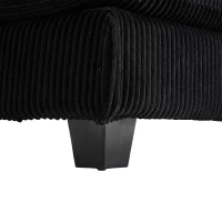 Das schwarze Cord-Doppelsofa verfügt über 2 Kissen, 4 Becherhalter und 4 Seitentaschen, kann in zwei unabhängige Sitze geteilt werden, 224L x 140B x 81H cm , Schwarz(m-8)