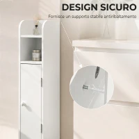 HOMCOM Mobile Bagno Slim Salvaspazio con Armadietto e Ripiano, 18x20x80 cm, Bianco(m-7)