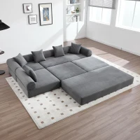 Bequemes Familiensofa mit Stauraum, frei kombinierbar, 270L x 180B x 64H cm, Dunkelgrau(m-4)
