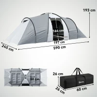 Outsunny Cort de Camping pentru 4-5 Persoane cu 2 Camere(m-3)