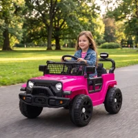 AIYAPLAY 12V Electric Car for Kids with Remote, Dual Motors, Rear Suspension, Soft Start, Music, Lights for 3-8 Years, Pink(m-14)
