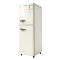 112L Doppeltür-Kühlschrank, 72L Kühlfach + 40L Gefrierfach, 7-stufiger Temperaturregler, 41L x 48,5 B x 114,5 H cm, Cremefarben(m-7)