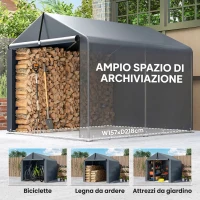 Outsunny Tenda Garage con Copertura Rinforzata Impermeabile e Ingresso Zip, in Acciaio Zincato, 162x221.5x163 cm, Grigio(m-6)