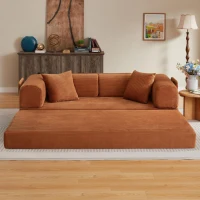 Knochenloses modulares Sofa, umbaubar in ein Bett, umfasst 2 Polster und einen Stahlrahmen, 204L x 97B x 65H cm,Terrakotta(m-2)