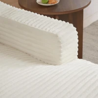 Knochenloses Cord-Freizeitsofa, doppellagiges Design, kann in ein Bett gefaltet werden, 100L x 160B x 64H cm,Weiß(m-9)