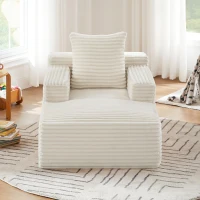 Knochenloses Cordsofa, bequemes Schlafsofa / unzusammengebauter Liegestuhl, Liegestuhl für Wohnzimmer und Büro, 81L x 117B x 50H cm, Beige(m-5)