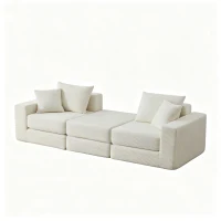 Knochenlose Sofabestuhlung mit rutschfester Basis, mit breiten Armlehnen, bequemen Rückenlehnen und einem hochelastischen Polster, Maße 259,5 L x 96 B x 64,5 H cm, Weiß(m-10)