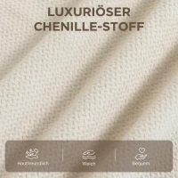 HOMCOM Relaxsessel mit Hocker Loungesessel mit Geschwungene Rückenlehne, Armlehnen, Nordischer Chenille Gepolstert Beige(m-7)
