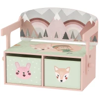 AIYAPLAY Banco Infantil Convertible 3 en 1 Juego de Mesa y Silla Baúl de Juguetes con 2 Cajones de Tela 3-6 Años Rosa(m-11)