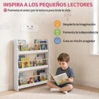 AIYAPLAY Librería Infantil de Pared de 3 Niveles Estantería para Libros para Dormitorio Guardería de 3 a 8 Años Blanco(m-8)