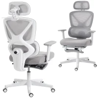 HOMCOM Ergonomic and Adjustable Office Chair - Grey(m-11)