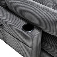 Das schwarze Cord-Doppelsofa verfügt über 2 Kissen, 4 Becherhalter und 4 Seitentaschen, kann in zwei unabhängige Sitze geteilt werden, 224L x 140B x 81H cm , Grau(m-6)