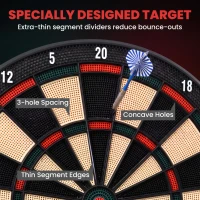 HOMCOM Electronic Hanging Dartboard LED Digital Score Set 27 Games and 202 Variations with 12 Soft Tip Darts(m-6)