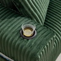 Modulares Sofaset mit Liegestühlen und Doppelbetten, 5 Kissen und 2 Getränkehaltern，257X160X62 cm, Smaragdgrün(m-7)