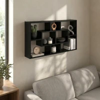 HOMCOM Étagère murale bibliothèque 8 cubes, meuble de rangement, design moderne, 85 x 14,5 x 47,5 cm, noir(m-7)