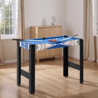 SPORTNOW 5-in-1 Speeltafel, Biljart, Tafeltennis, Hockey, Basketbal, Boogschieten, Inclusief Accessoires, MDF, Kunststof, Blauw(m-8)