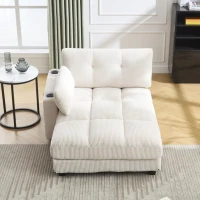 Palm-Sessel mit austauschbaren linken und rechten Armlehnen, drei Becherhaltern und einer Seitentasche, USB-Anschlüssen an den Seitenlehnen, 140L x 112B x 81H, Beige(m-4)