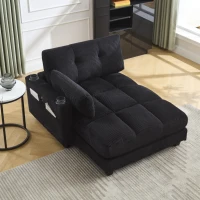 Palm-Sessel mit austauschbaren linken und rechten Armlehnen, drei Becherhaltern und einer Seitentasche, USB-Anschlüssen an den Seitenlehnen, 140L x 112B x 81H,Schwarz(m-6)
