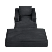Knochenloses Cord-Freizeitsofa, doppellagiges Design, kann in ein Bett gefaltet werden, 100L x 160B x 64H cm, Dunkelgrau(m-9)