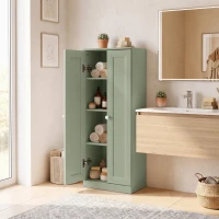 HOMCOM Móvel de Casa de Banho Estreito Móvel de Arrumação com 2 Portas e 3 Prateleiras para Sala Quarto Verde(m-10)