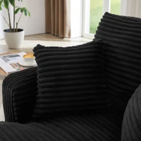 Moderner Cord-Loungesessel, bequemes Schlafsofa/Liegestuhl, geeignet für Wohnzimmer und Büro, 100L x 166B x 72H cm,Schwarz(m-7)