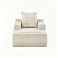 Knochenloses Cordsofa, bequemes Schlafsofa / unzusammengebauter Liegestuhl, Liegestuhl für Wohnzimmer und Büro, 81L x 117B x 50H cm, Beige(m-1)