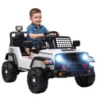 AIYAPLAY Voiture Électrique Enfants 12V, Télécommande, Batterie Lithium, Démarrage Progressif, Suspension 4 Roues, Blanc(m-18)