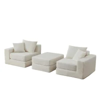 Knochenlose Sofabestuhlung mit rutschfester Basis, mit breiten Armlehnen, bequemen Rückenlehnen und einem hochelastischen Polster, Maße 259,5 L x 96 B x 64,5 H cm, Weiß(m-9)