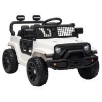 AIYAPLAY 12V Electric Car for Kids with Remote, Dual Motors, Rear Suspension, Soft Start, Music, Lights for 3-8 Years, White(m-1)