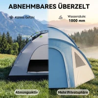 Outsunny Dubbelwandige koepeltent familietent voor 4 personen outdoor iglo waterdicht(m-4)
