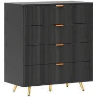 HOMCOM Elegant Four-Drawer Bedside Table - Black(m-1)
