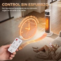 HOMCOM Calefactor Eléctrico Cerámico PTC 2000W con 4 Modos Control Remoto Protección Contra Sobrecalentamiento y Vuelcos(m-8)