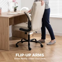 HOMCOM Office Chair, Executive Desk Chair with Flip-up Armrest, Thick Padding, 360 Degree Swivel, Cream White(m-6)