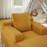 Knochenloses Cordsofa, bequemes Schlafsofa / unzusammengebauter Liegestuhl, Liegestuhl für Wohnzimmer und Büro, 81L x 117B x 50H cm, Gelb(m-8)