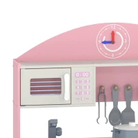 AIYAPLAY Kids Play Kitchen with Lights & Sounds, Pretend Play Toy set with Fabric Drawer, 5-Piece Accessories for 3-6 Years, Pink(m-10)