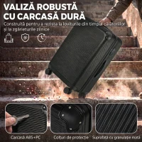 HOMCOM Valiză Rigidă Medie 71 L, Bagaj Extensibil cu 4 Roți, Geantă Umed/Uscat, 43 x 28 x 66 cm, Negru(m-4)