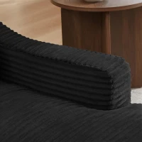 Knochenloses Cord-Freizeitsofa, doppellagiges Design, kann in ein Bett gefaltet werden, 100L x 160B x 64H cm, Schwarz(m-9)
