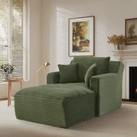 Moderner Cord-Loungesessel, bequemes Schlafsofa/Liegestuhl, geeignet für Wohnzimmer und Büro, 100L x 166B x 72H cm,Grün(m-2)