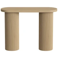 HOMCOM Table Console Cannelée, Rangement Dissimulé, Pieds Colonnes, Style Rustique, Console d'Entrée Étroite, 103x35x80cm Chêne(m-10)
