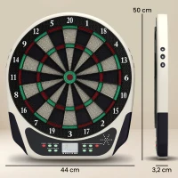 HOMCOM Elektronische Dartscheibe Dartboard mit Englische Sprachansagen LED-Anzeigen 6 Darts 24 Dartköpfe 18 Spiele 159 Varianten Dartautomat Dartscheibe Set für bis zu 8 Spieler(m-3)