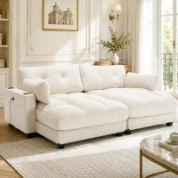 Palm-Sessel mit austauschbaren linken und rechten Armlehnen, drei Becherhaltern und einer Seitentasche, USB-Anschlüssen an den Seitenlehnen, 140L x 112B x 81H, Beige(m-8)