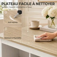 HOMCOM Table Basse Rectangulaire, Table de Salon Moderne avec 4 Compartiments Ouverts, 110 x 55 x 45,5 cm, Chêne et Blanc(m-6)