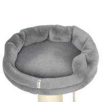 PawHut Krabpaal met kattenbed, 1 ligplek, incl. kattenspeeltje, 55 x 55 x 83 cm, grijs(m-10)