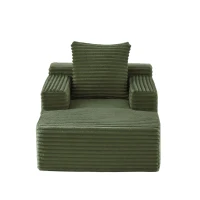 Knochenloses Cordsofa, bequemes Schlafsofa / unzusammengebauter Liegestuhl, Liegestuhl für Wohnzimmer und Büro, 81L x 117B x 50H cm, Grün(m-1)